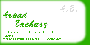 arpad bachusz business card